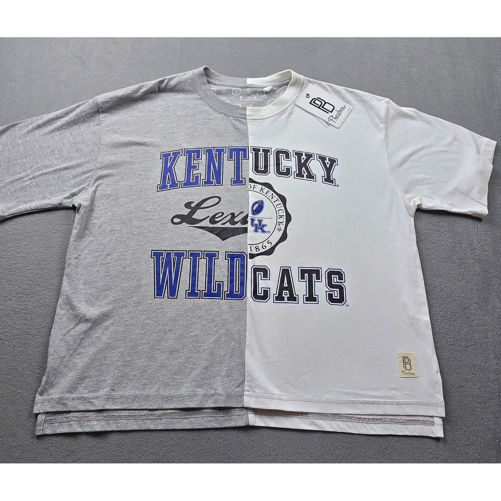 Pressbox Kentucky Wildcats Womens S Half & Half T-Shirt Grey White UKY61601PSD